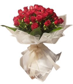 Elegant Hand-Wrapped Bouquet of 50 Red Roses