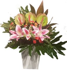 Anthurium and Lilies arrangement